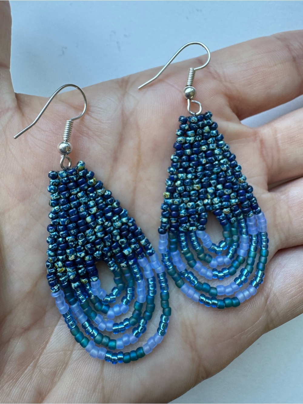 Miyuki Fringe Blue Earrings | Lightweight Boho Bead Jewelry Handmade in Montreal
